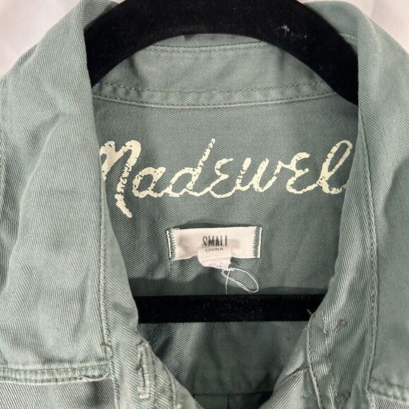 Madewell Jacket Women's Small Green Button Up Long Sleeve 100% Cotton - Picture 4 of 9